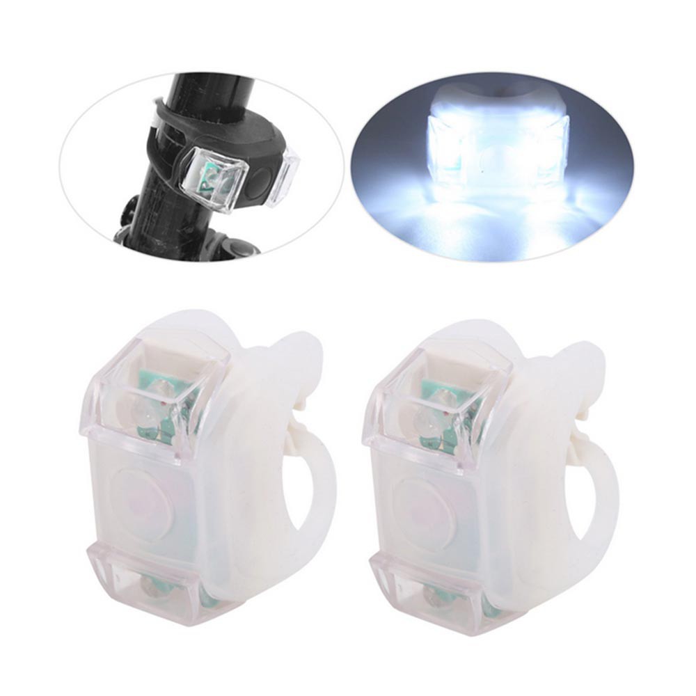 ست چراغ جلو و عقب دوچرخه ژله ای باتری خور LED (دارای 3 حالت نوردهی) مدل HL-009 بسته 2 عددی