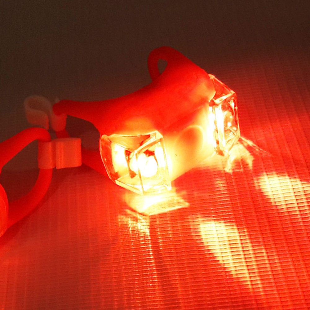 ست چراغ جلو و عقب دوچرخه ژله ای باتری خور LED (دارای 3 حالت نوردهی) مدل HL-009 بسته 2 عددی