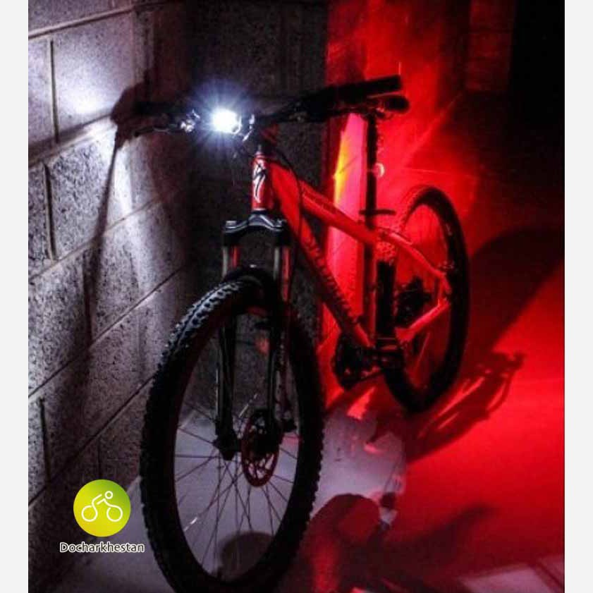 ست چراغ جلو و عقب دوچرخه ژله ای باتری خور LED (دارای 3 حالت نوردهی) مدل HL-009 بسته 2 عددی