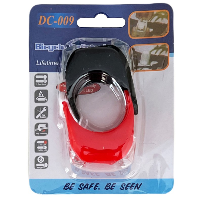 ست چراغ جلو و عقب دوچرخه ژله ای باتری خور LED (دارای 3 حالت نوردهی) مدل HL-009 بسته 2 عددی