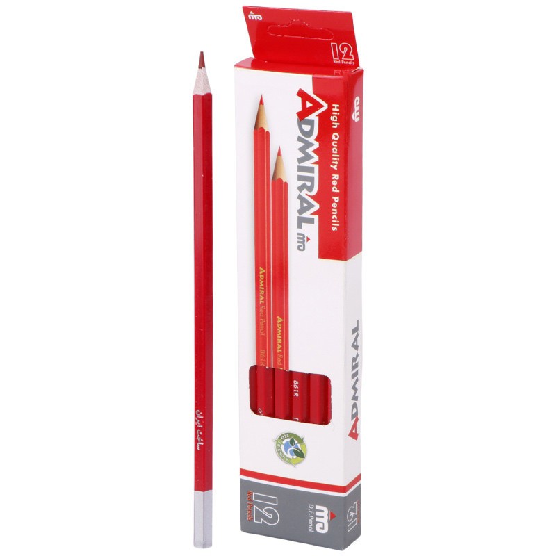 مداد قرمز شش ضلعی آدمیرال Admiral 861R،پررنگ و روان،مقاوم در برابر شکستگی،درجه سختی نوک HB،بسته 12 عددی