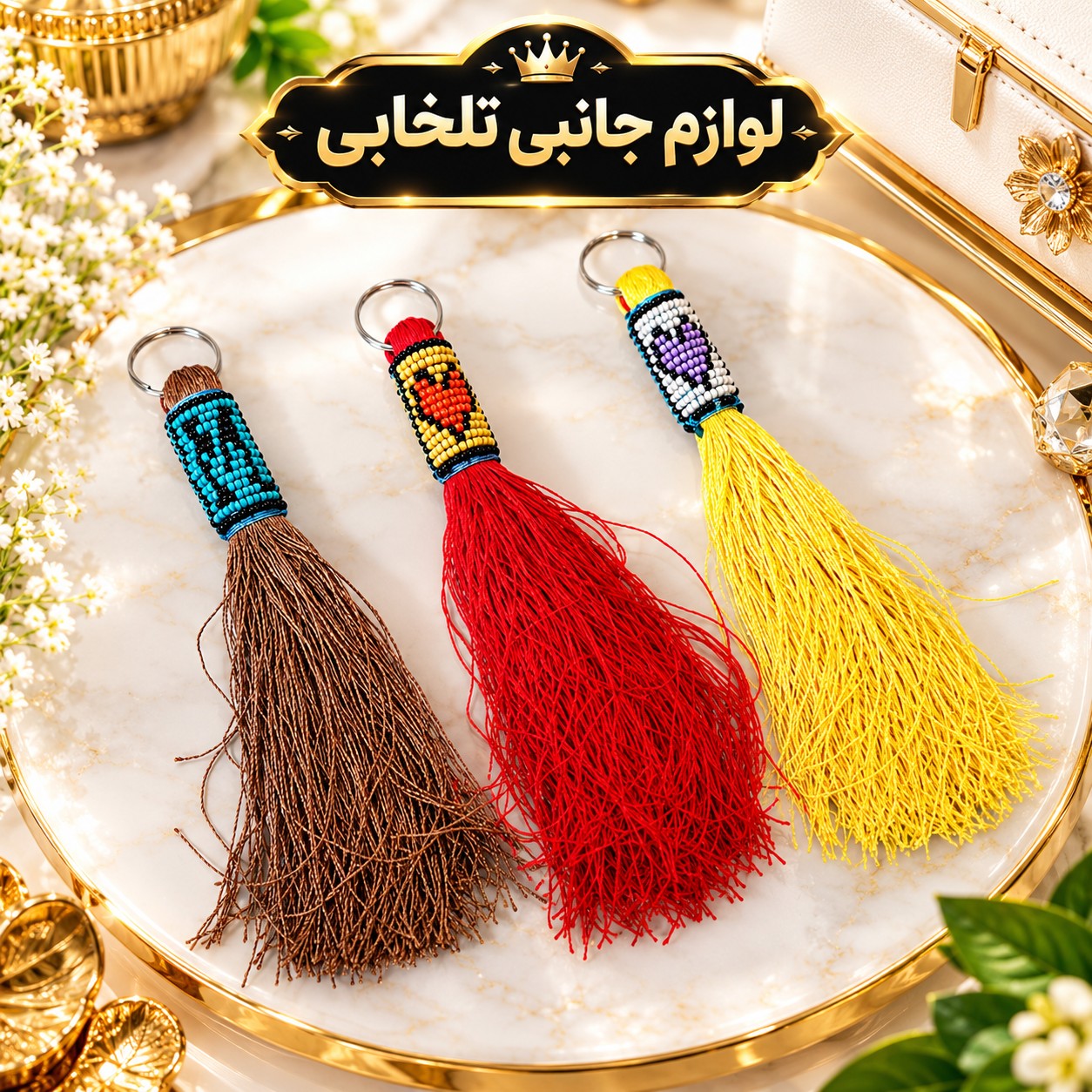 جاکلیدی زندان بافت حلقه دار نخ ابریشمی (سایز بزرگ) مناسب برای آویزان کردن روی کیف ایرپاد و انواع کوله،کلید و سوییچ و...
