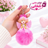 جاکلیدی و آویز فانتزی عروسک دختر با لباس مجلسی خزدار (لباس عروس) مناسب برای آویزان کردن روی انواع کوله،کلید،سوییچ و...