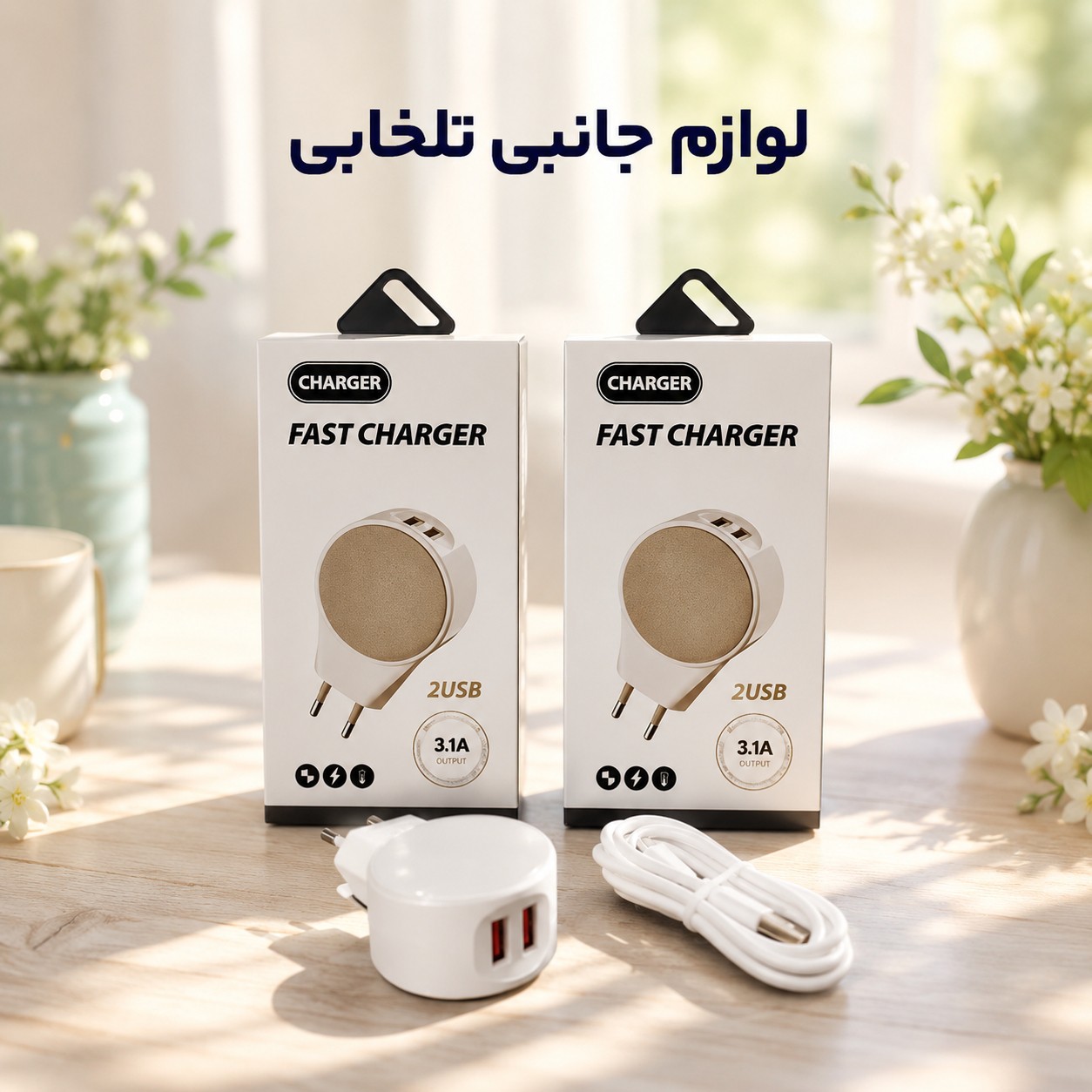 شارژر دیواری 15 وات مدل GP-06 دارای دو پورت USB با امکان شارژ همزمان دو دستگاه،به همراه کابل میکرو یو اس بی (تخفیف ویژه)