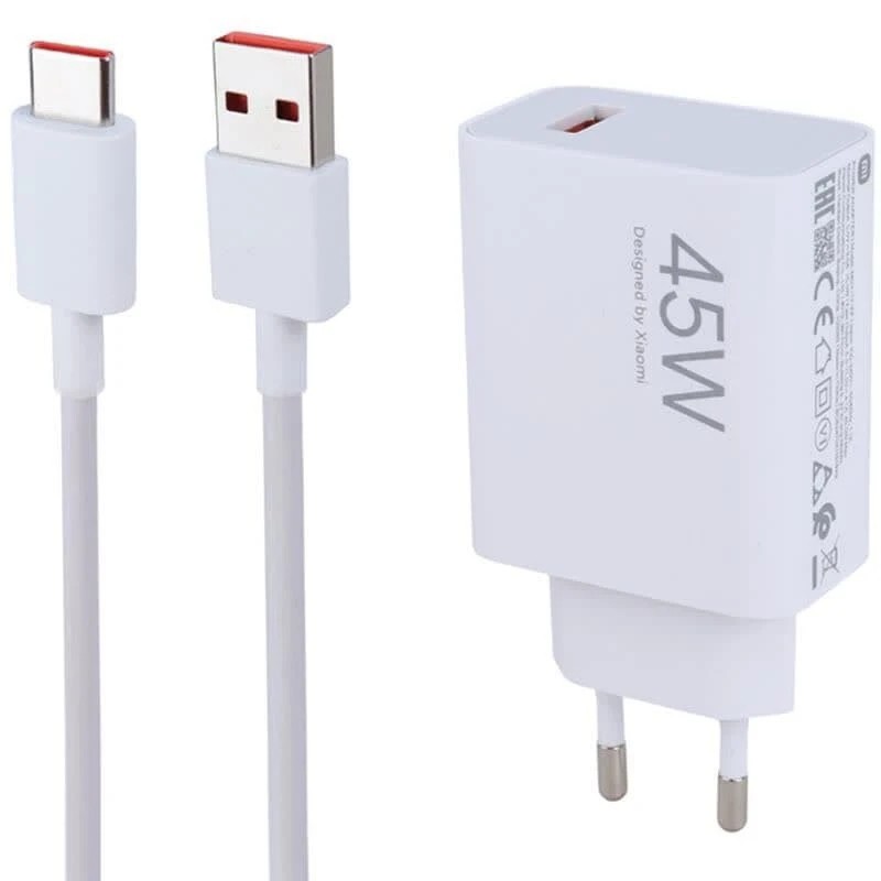 شارژر دیواری توربو شارژ (ثانیه شمار) 45 وات شیائومی سرجعبه مدل MDY-17-EF به همراه کابل Type-C به طول یک متر