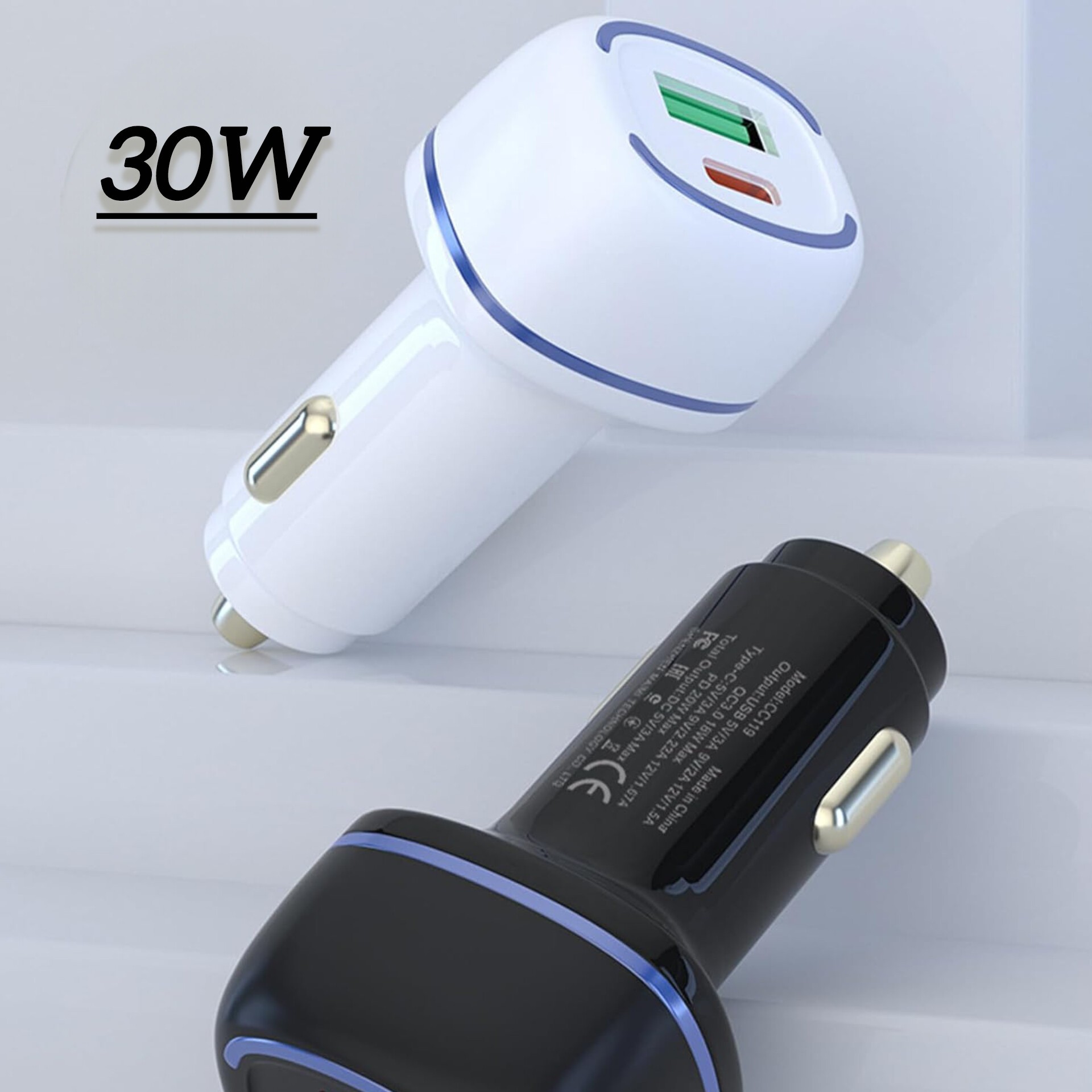 شارژر فندکی فست شارژ دو پورت WKN-706 3.3A QC4.0 PD 30W/شارژر فندکی خودرو مدل WKN-706 با توان 30 وات (دارای نشانگر LED)