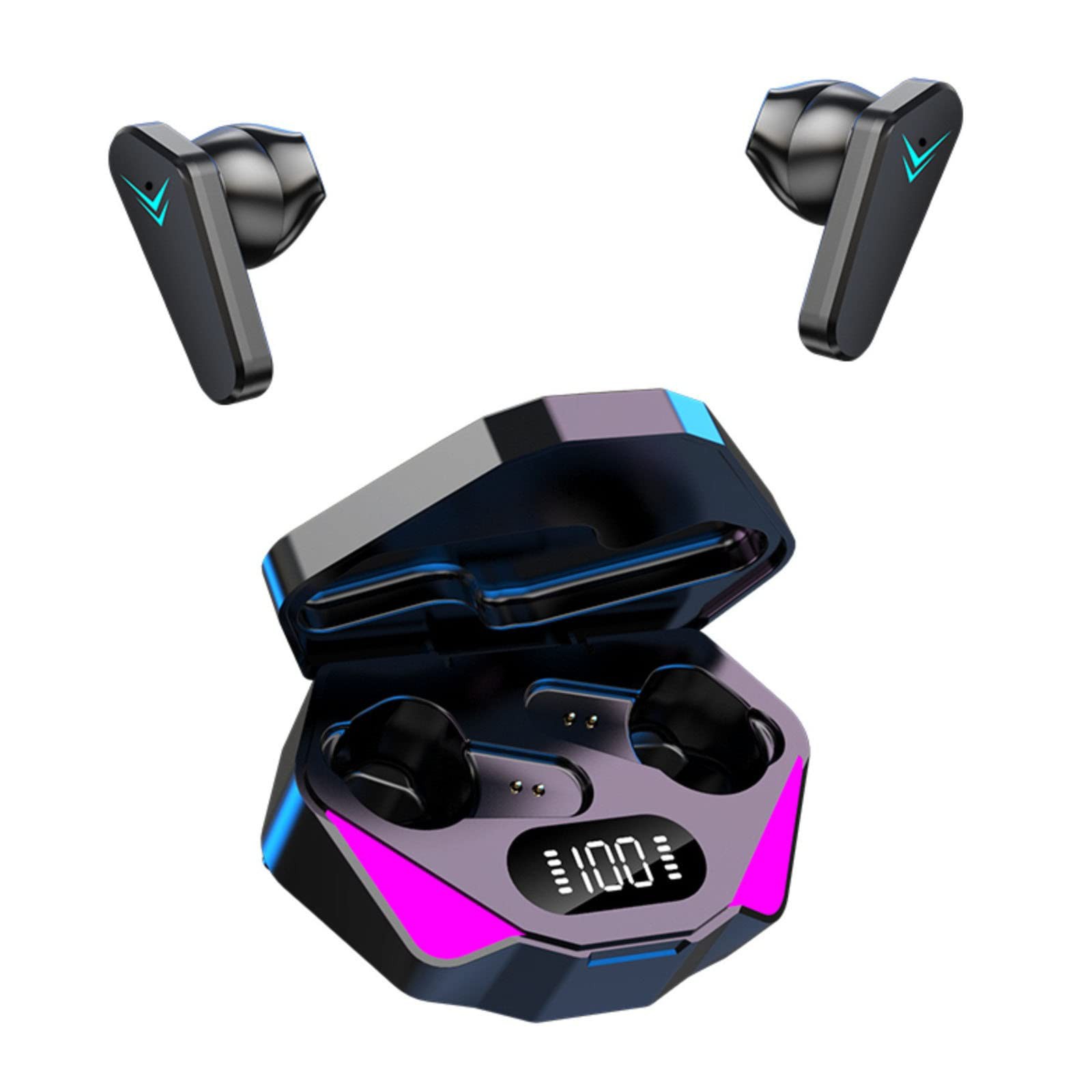 هندزفری بلوتوثی گیمینگ مدل TWS-X15 مجهز به سیستم کاهش نویز و دارای حالت Game،پشتیبانی از فناوری TWS،دارای نورپردازی زیبا