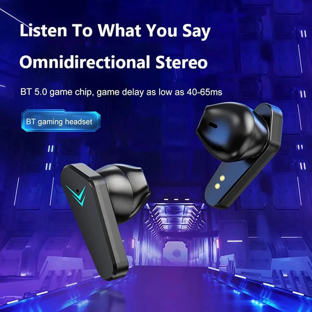 هندزفری بلوتوثی گیمینگ مدل TWS-X15 مجهز به سیستم کاهش نویز و دارای حالت Game،پشتیبانی از فناوری TWS،دارای نورپردازی زیبا