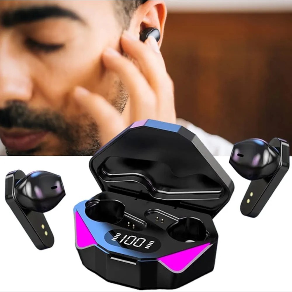 هندزفری بلوتوثی گیمینگ مدل TWS-X15 مجهز به سیستم کاهش نویز و دارای حالت Game،پشتیبانی از فناوری TWS،دارای نورپردازی زیبا