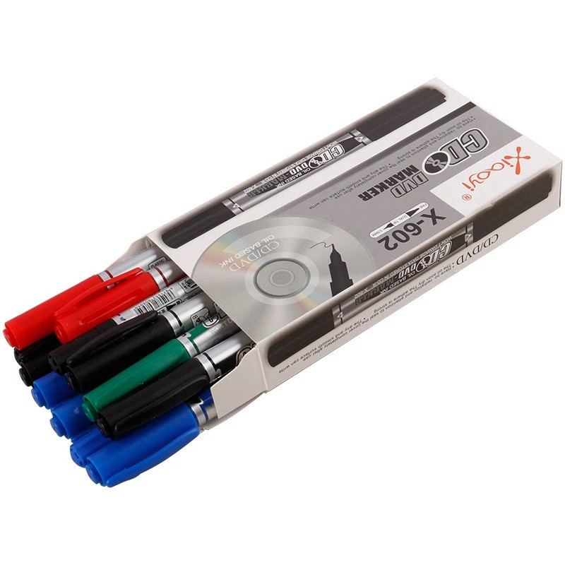 ماژیک سی دی دوسر مدل Xiaoyi X-602،یک طرف نازک و یک طرف دیگر ضخیم،مناسب برای مصرف دارو خانه ها و نوشتن روی انواع CD و DVD