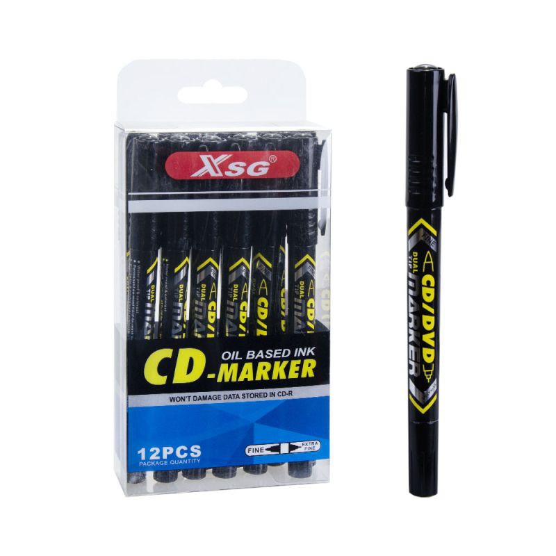 ماژیک سی دی دوسر XSG مدل X-120A،یک طرف نازک و یک طرف دیگر ضخیم،مناسب برای مصرف دارو خانه ها و نوشتن روی انواع CD و DVD