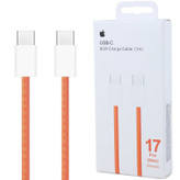 کابل شارژ دو سر تایپ سی فست شارژ 60 وات اپل iPhone 17 Pro Max ZM826-05666-A A2795 طول 1 متر + سوزن سیم کارت