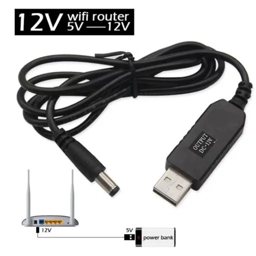 کابل تبدیل USB به DC افزاینده ولتاژ با خروجی 9 ولت/12 ولت،کابل برق مودم و کارتخوان،کابل USB و شارژ مودم وای فای WIFI