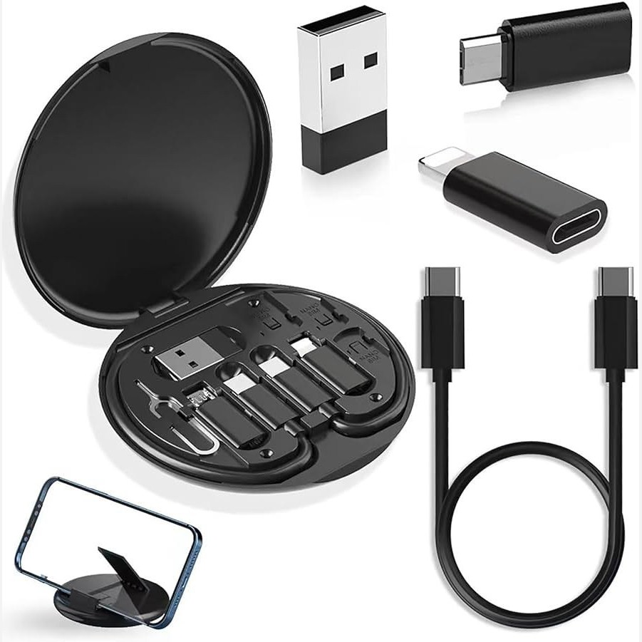مجموعه کامل لوازم جانبی موبایل مدل DATA CABLE SET (60W)،کیت کابل شارژ مسافرتی 60 وات،ست کامل مسافرتی دیتا کابل