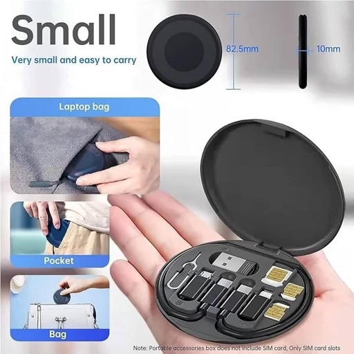 مجموعه کامل لوازم جانبی موبایل مدل DATA CABLE SET (60W)،کیت کابل شارژ مسافرتی 60 وات،ست کامل مسافرتی دیتا کابل