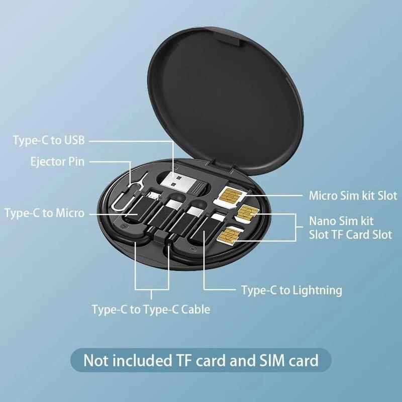 مجموعه کامل لوازم جانبی موبایل مدل DATA CABLE SET (60W)،کیت کابل شارژ مسافرتی 60 وات،ست کامل مسافرتی دیتا کابل