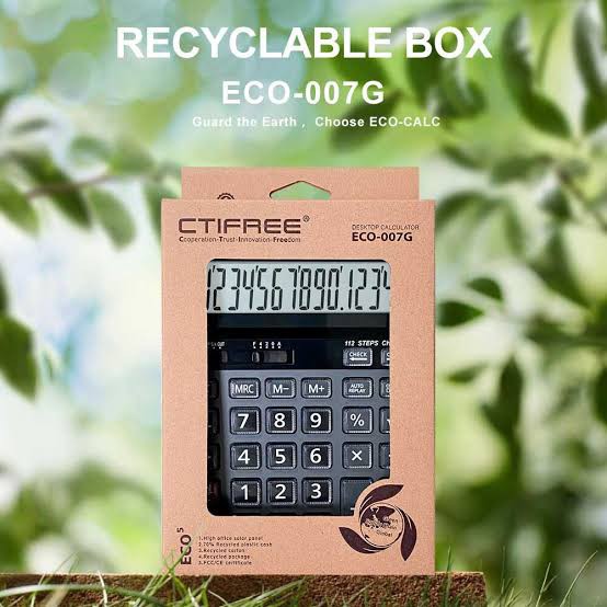 ماشین حساب رومیزی 14 رقم ستی فری مدل CTIFREE ECO-007G دارای پنل شارژ خورشیدی جهت کارکرد ماشین حساب بدون استفاده از باتری