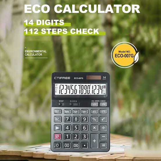 ماشین حساب رومیزی 14 رقم ستی فری مدل CTIFREE ECO-007G دارای پنل شارژ خورشیدی جهت کارکرد ماشین حساب بدون استفاده از باتری