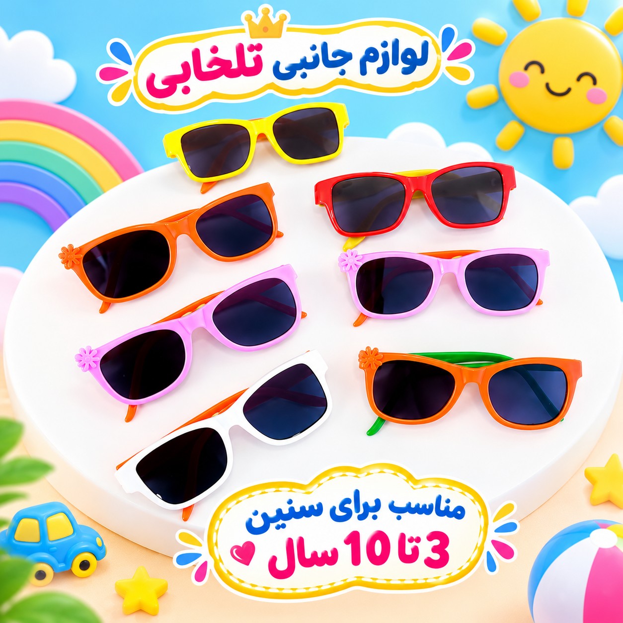 عینک آفتابی بچگانه (BENITA) مناسب برای سنین 3 تا 10 سال،دارای طراحی مخصوص صورت بچه ها،بسیار شکیل،کیفیت فوق العاده عالی