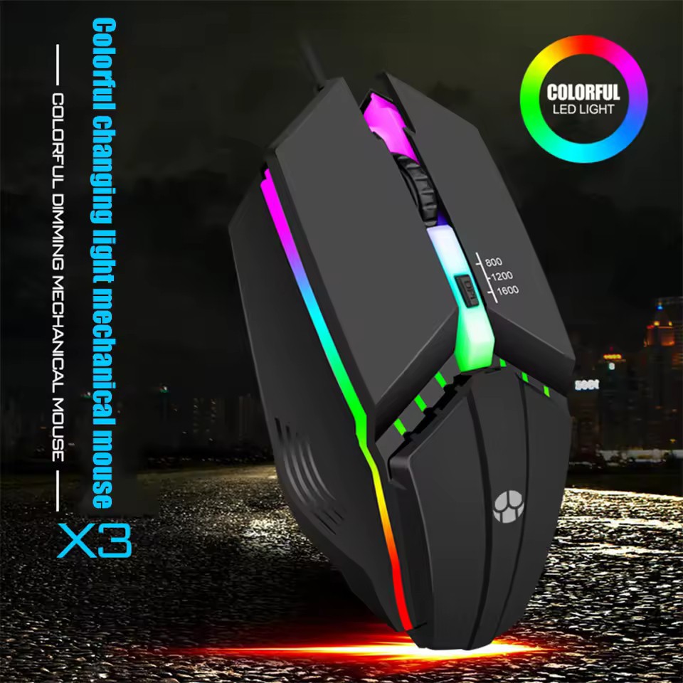 ماوس گیمینگ باسیم مدل X3،دارای نورپردازی RGB،دارای طراحی آرگونومیک و عملکردی سریع و روان (تخفیف ویژه)