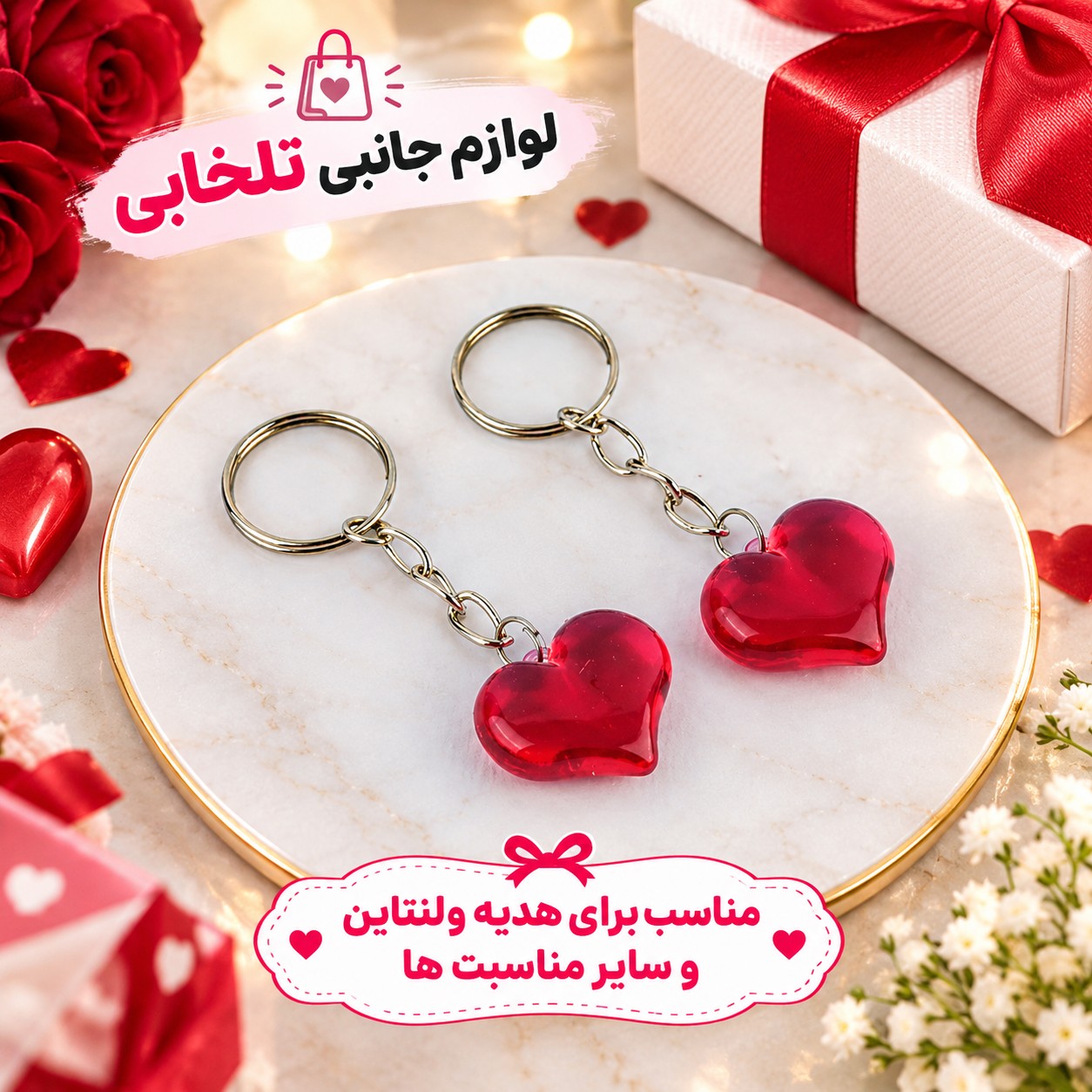 جاکلیدی قلب آبنباتی شفاف،مناسب برای آویزان کردن روی کیف ایرپاد،انواع کوله،کلید و سوئیچ،آینه جلو ماشین و...