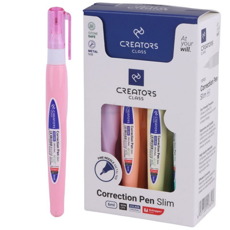 غلط گیر قلمی 6 میلی لیتری کریتورز کلاس مدل CCCP6 دارای طراحی باریک،دارای نوک فلزی،خشک شدن سریع،حرکت روان و آسان