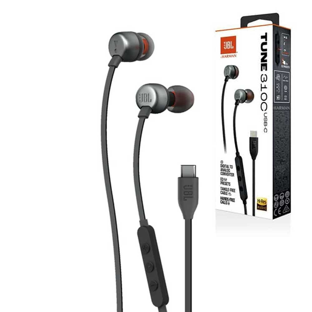 هندزفری سیم دار تایپ سی برند جی بی ال مدل JBL TUNE 310C USB-C مجهز به کلیدهای کنترلی موسیقی،مناسب برای مکالمه و موزیک