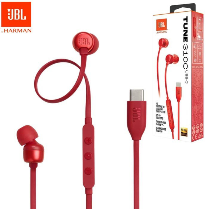 هندزفری سیم دار تایپ سی برند جی بی ال مدل JBL TUNE 310C USB-C مجهز به کلیدهای کنترلی موسیقی،مناسب برای مکالمه و موزیک