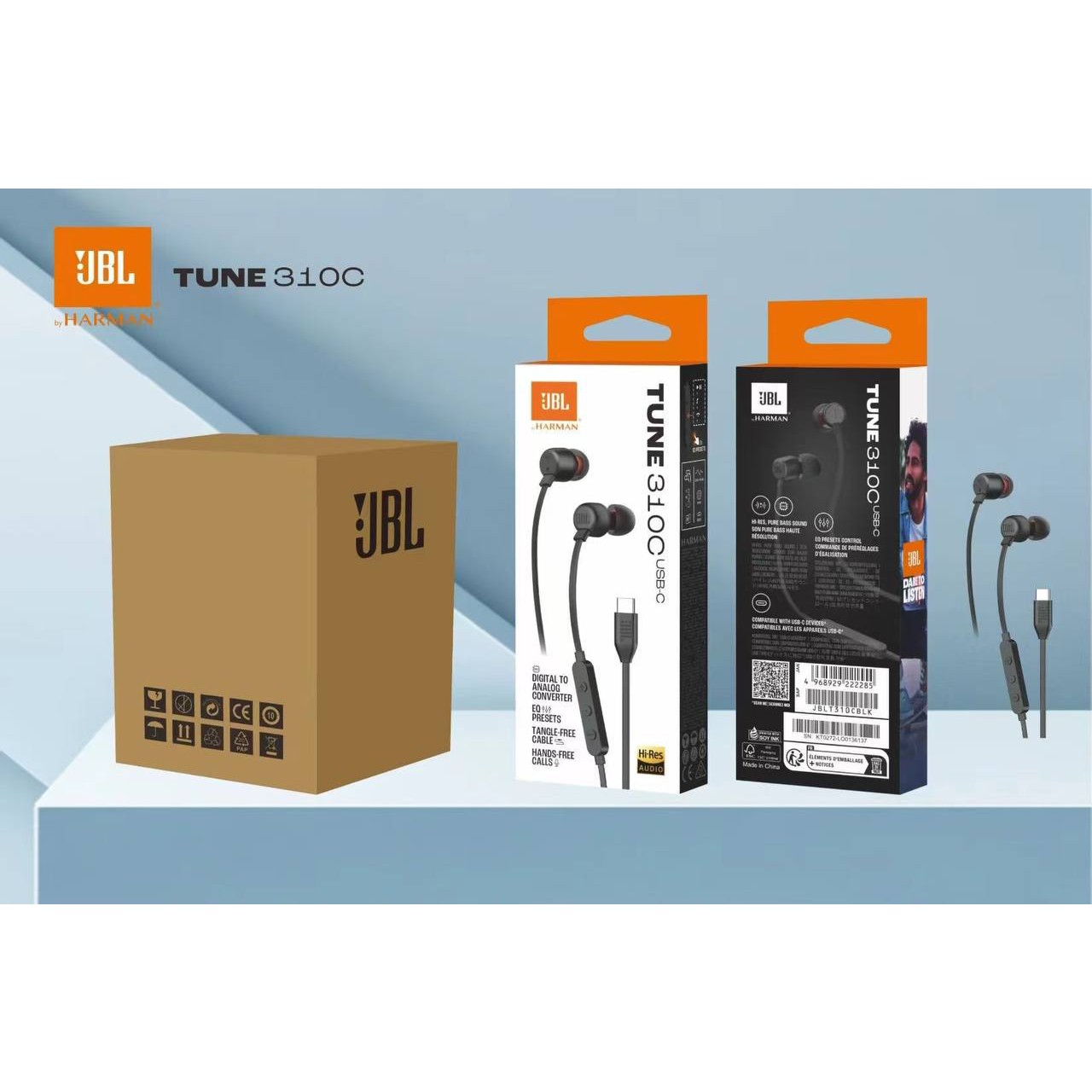 هندزفری سیم دار تایپ سی برند جی بی ال مدل JBL TUNE 310C USB-C مجهز به کلیدهای کنترلی موسیقی،مناسب برای مکالمه و موزیک