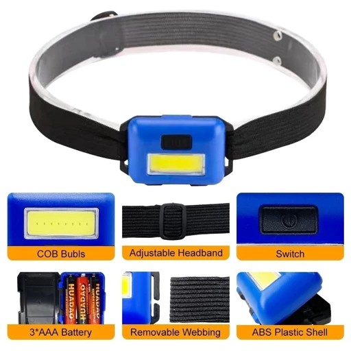 چراغ قوه هدلایت و پیشانی LED سه حالته مدل HEADLAMP 10W COB،مناسب برای کوهنوردی،کمپینگ،طبیعت گردی و فعالیت های شبانه