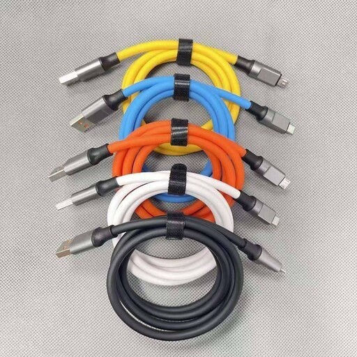 کابل شارژ فست شارژ Micro USB (120 وات 6 آمپر) سرسوکت نارنجی،امکان انتقال اطلاعات،دارای روکش سیلیکونی،جنس اورجینال و اصلی