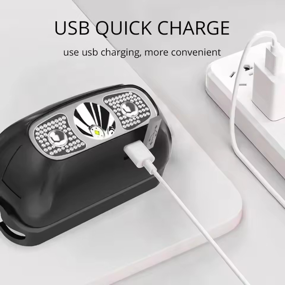 چراغ قوه هدلایت و پیشانی شارژی LED چند حالته مدل HL-05 دارای سنسور حرکت برای روشن و خاموش شدن،مناسب برای کوهنوردی،کمپینگ