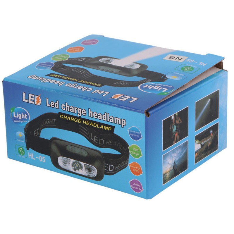 چراغ قوه هدلایت و پیشانی شارژی LED چند حالته مدل HL-05 دارای سنسور حرکت برای روشن و خاموش شدن،مناسب برای کوهنوردی،کمپینگ
