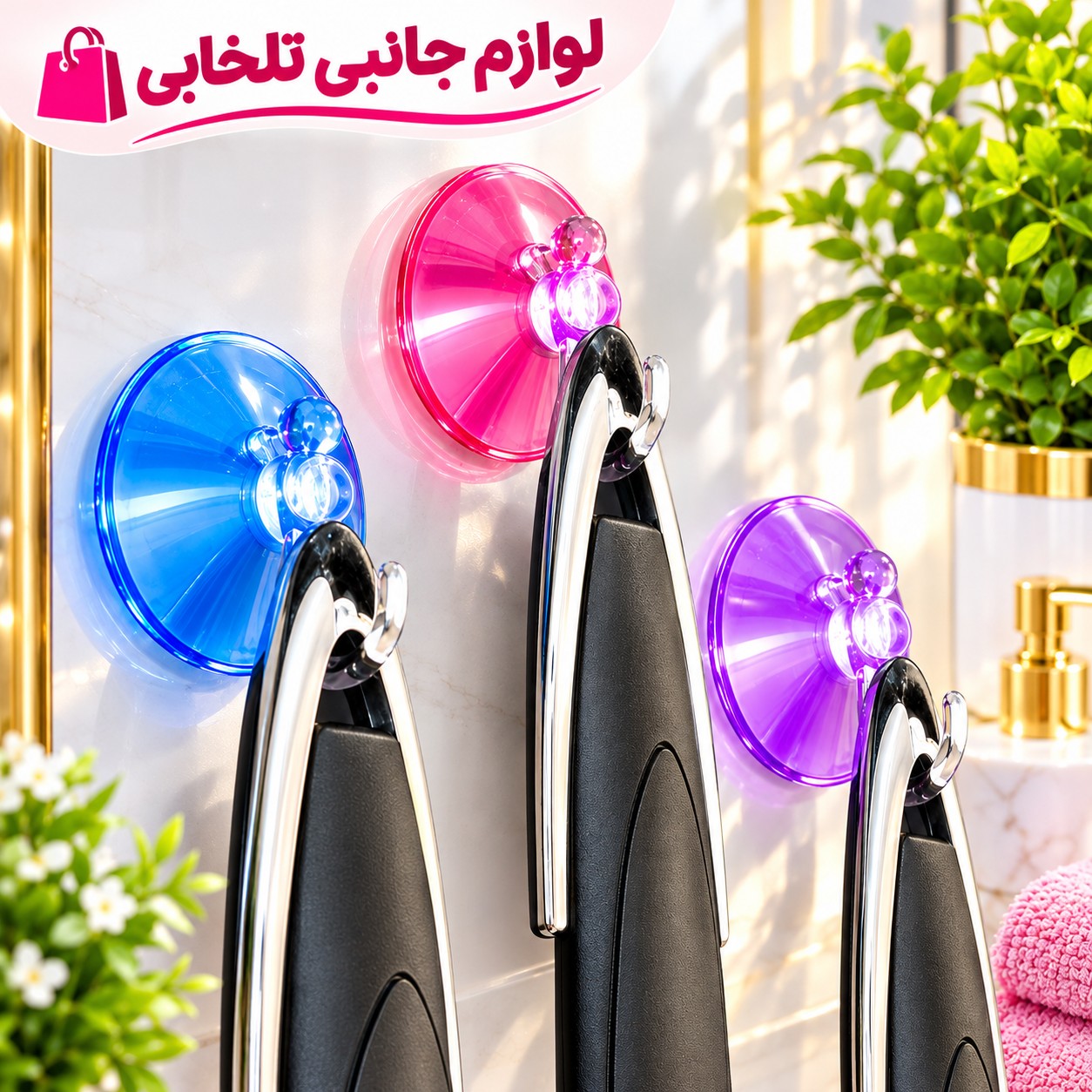 مکنده روی شیشه (ساکشن کاپ یا چسبونک) قلاب دار با قطر 4 سانتی متری مدل JW-04 (بسته 10 عددی)