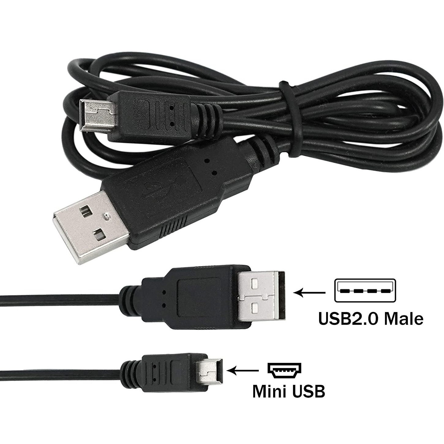 کابل تبدیل USB به MINI USB (ذوزنقه ای) مدل V3 به طول 80 سانتی متر مناسب برای دستگاه کارتخوان،اسپیکر،قلم قرآنی و...