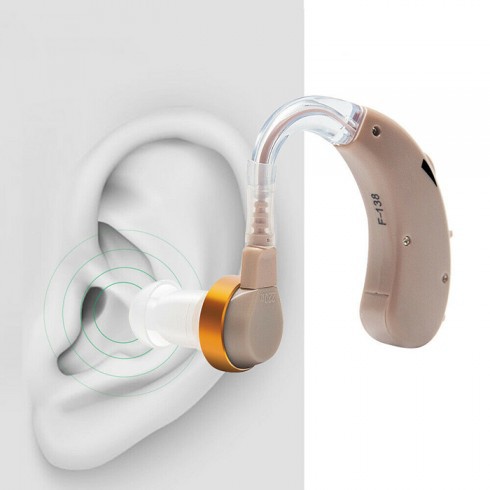 سمعک آنالوگ باتری خور (پشت گوش) برند پاورتون POWERTONE مدل F-138،رنگ کرم،بدون نیاز به قالب گیری،مناسب برای تمامی سنین
