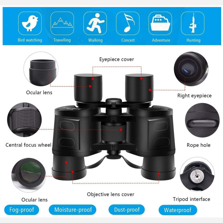 دوربین دوچشمی شکاری بینوکولارس مدل BINOCULARS 8X40،دارای طراحی ضد لرزش،سبک و خوش دست،مناسب جهت کوهنوردی،کمپینگ و...