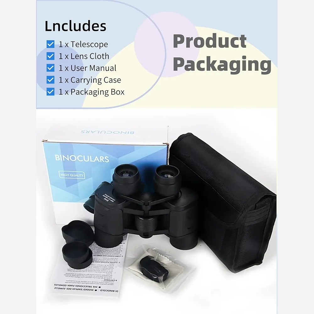 دوربین دوچشمی شکاری بینوکولارس مدل BINOCULARS 8X40،دارای طراحی ضد لرزش،سبک و خوش دست،مناسب جهت کوهنوردی،کمپینگ و...