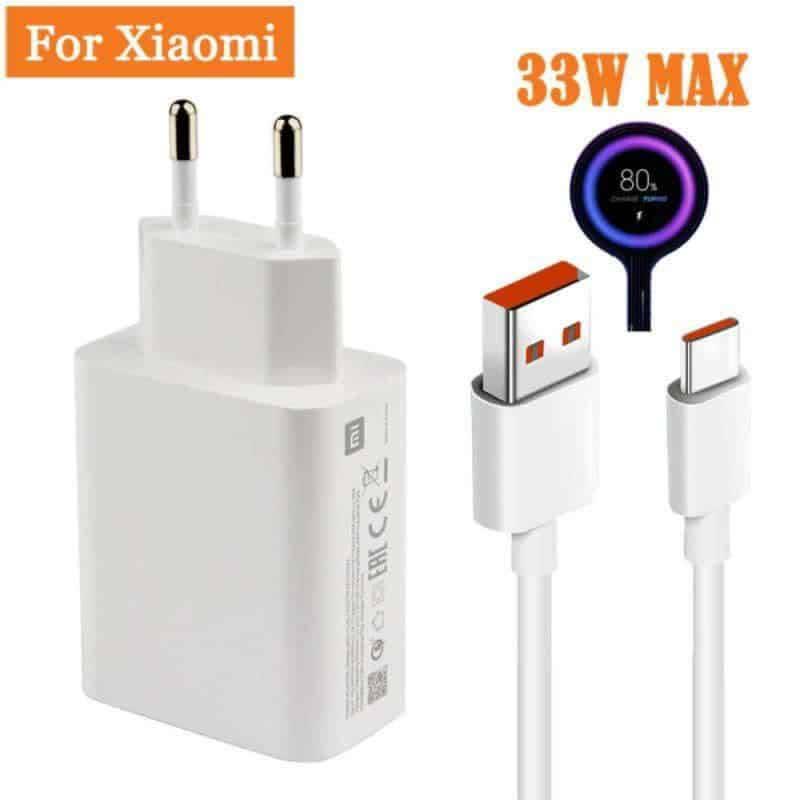 شارژر دیواری توربو شارژ (ثانیه شمار) 33 وات شیائومی سرجعبه مدل MDY-14-EL به همراه کابل Type-C به طول یک متر
