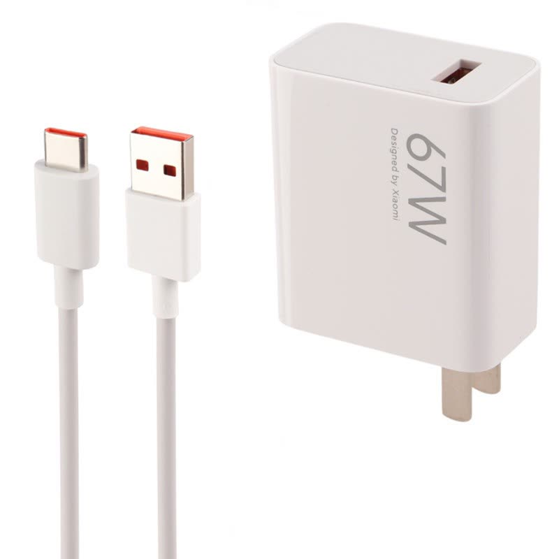 شارژر دیواری توربو شارژ (ثانیه شمار) 67 وات شیائومی سرجعبه مدل MDY-15-EQ به همراه کابل Type-C به طول یک متر