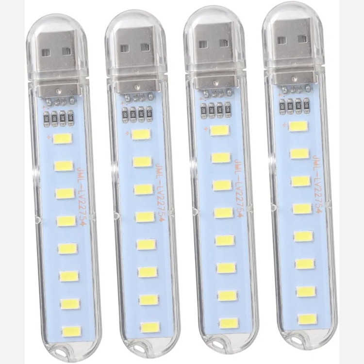 چراغ LED هشت تایی USB با نوردهی بالا مدل JML-LV22754 دارای قاب محافظ و درپوش جهت جلوگیری از ورود گرد و غبار به کانکتور
