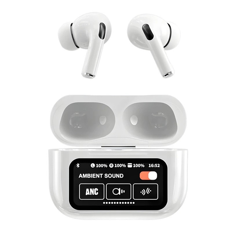 ایرپاد بلوتوثی صفحه دیجیتال نویزکنسلینگ سنسور مجاورت ANC-ENC ترنپرسی فعال مدل AirPods A9 Pro (تخفیف ویژه)