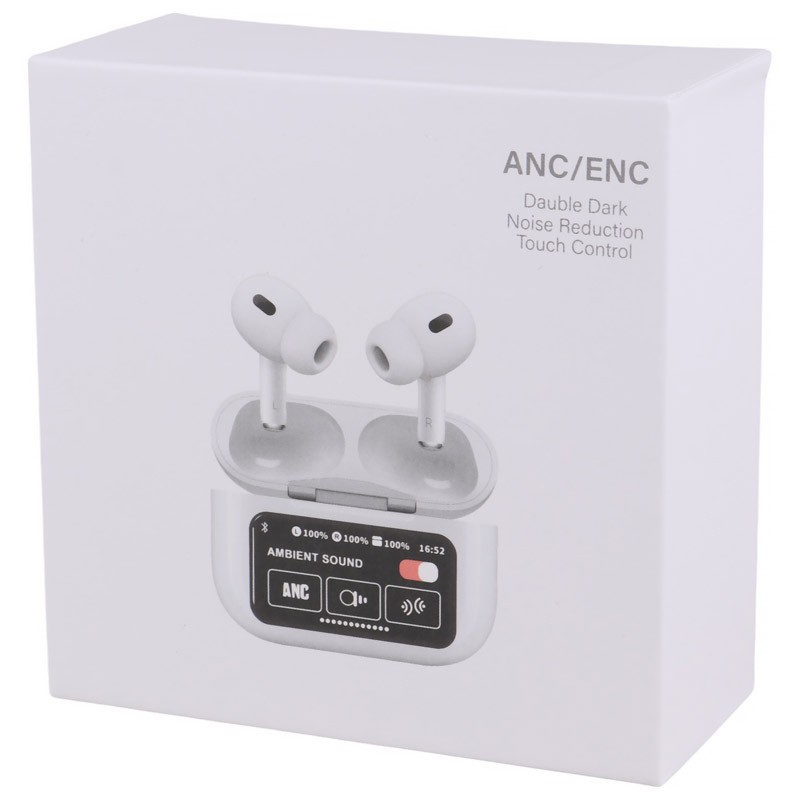ایرپاد بلوتوثی صفحه دیجیتال نویزکنسلینگ سنسور مجاورت ANC-ENC ترنپرسی فعال مدل AirPods A9 Pro (تخفیف ویژه)