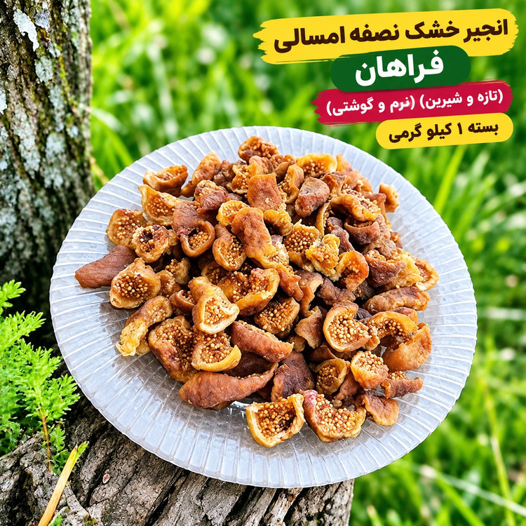 انجیر خشک نصفه امسالی فراهان (تازه و شیرین) (نرم و گوشتی) بسته 1 کیلو گرمی
