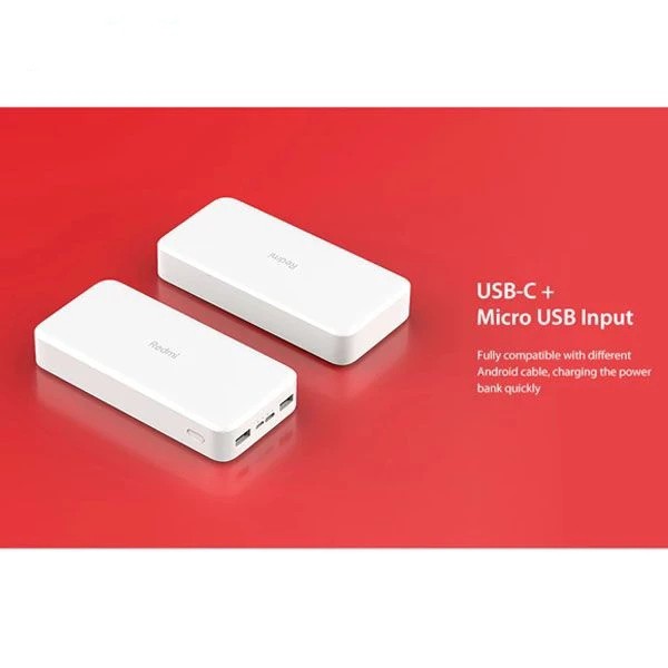 پاوربانک شیائومی مدل Redmi PB200LZM ظرفیت 20000 میلی آمپر ساعت به همراه کابل تبدیل MICRO USB (پایین ترین قیمت بازار)