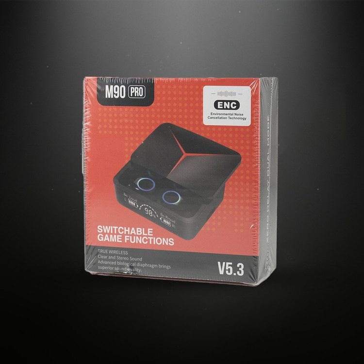 هندزفری بلوتوثی گیمینگ دوتایی مدل M90 Pro TWS مجهز به قابلیت حذف نویز ENC/امکان استفاده به عنوان پاوربانک