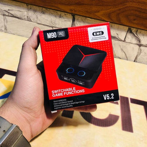 هندزفری بلوتوثی گیمینگ دوتایی مدل M90 Pro TWS مجهز به قابلیت حذف نویز ENC/امکان استفاده به عنوان پاوربانک
