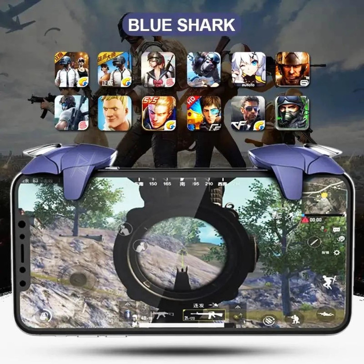 دسته بازی پابجی PUBG انگشتی بلو شارک (Blue Shark) مدل CH-5،سازگار با تمام موبایل های تا ضخامت 9 میلیمتر (تخفیف ویژه)