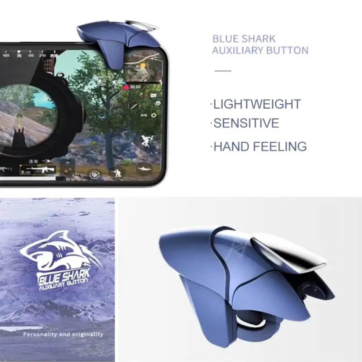 دسته بازی پابجی PUBG انگشتی بلو شارک (Blue Shark) مدل CH-5،سازگار با تمام موبایل های تا ضخامت 9 میلیمتر (تخفیف ویژه)