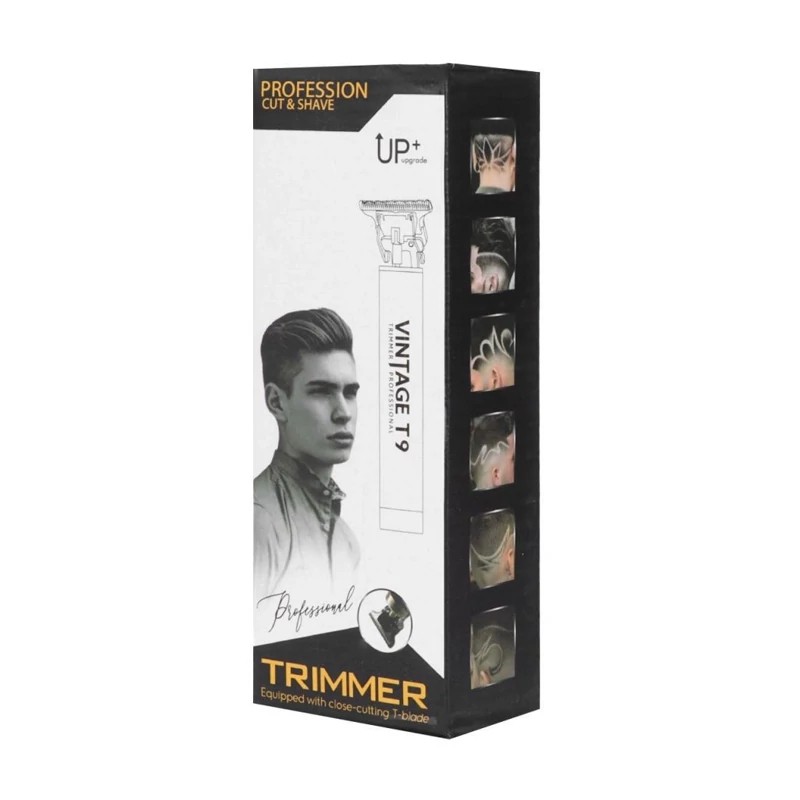 ماشین اصلاح موی سر و صورت شارژی مدل Vintage T9 دارای 4 عدد شانه با قابلیت تنظیم درجه های اصلاح به همراه فرچه و روغن